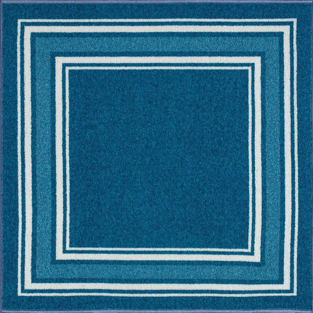 Blue Indoor rug Non slip 8x10 area rug living room Modern bordered indoor area rug 3x5 5x7