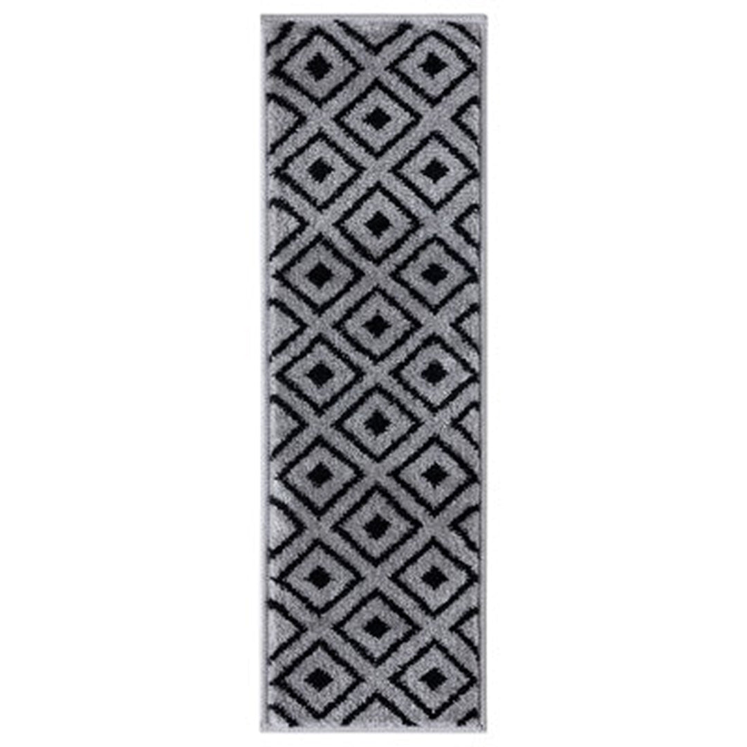 Valencia Dark Gray Trellis NonSlip Stair Treads Rug