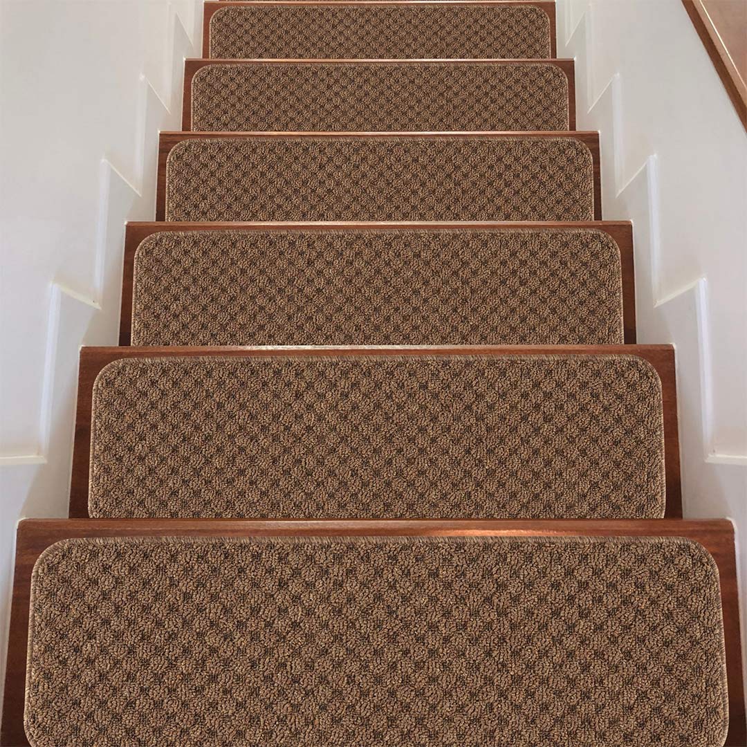 Non-Slip Beige Indoor Stair Treads Solid set of 8 set of 15 32x32
