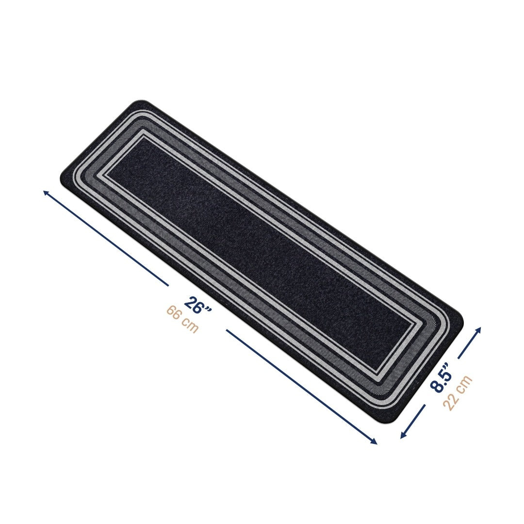 Carmel Black Bordered NonSlip Stair Treads Rug