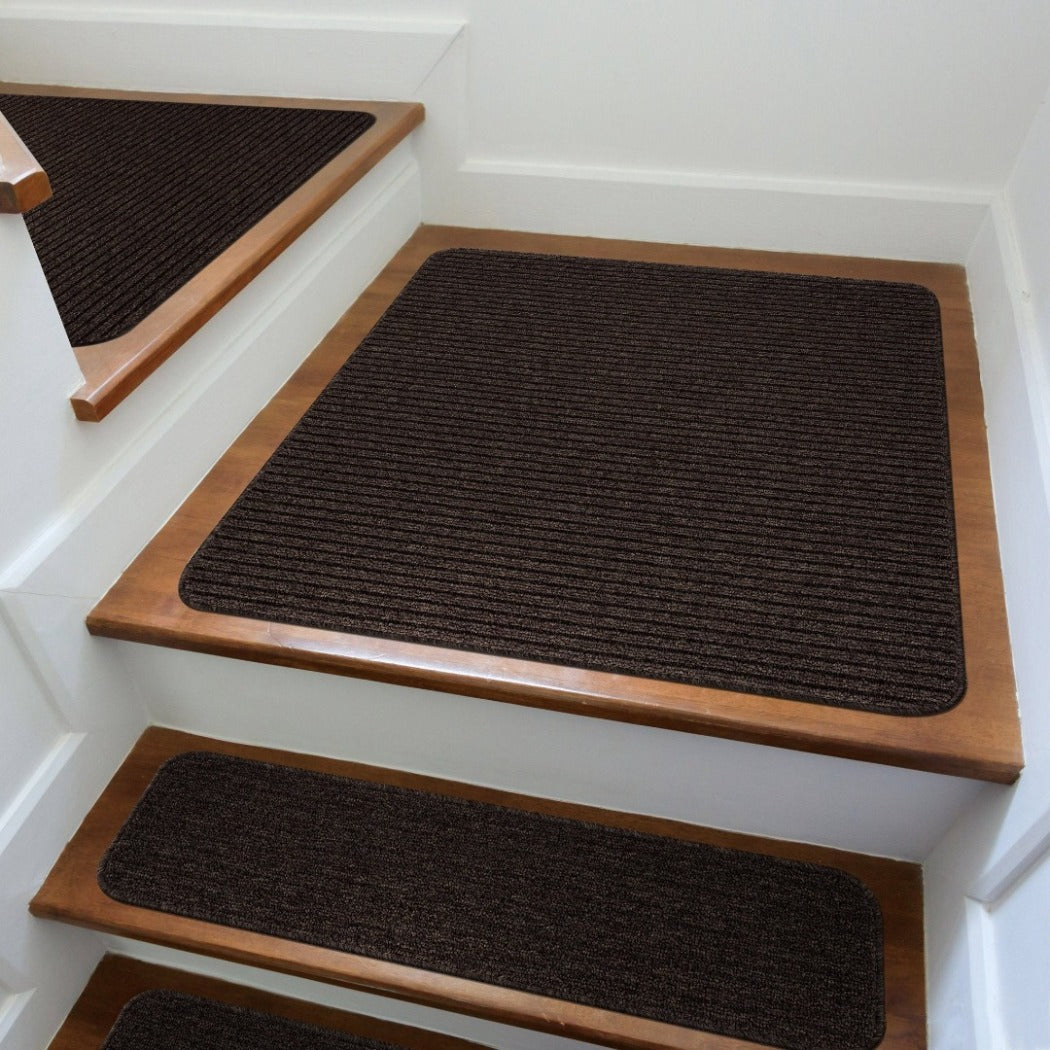Non-Slip Brown Indoor Stair Treads Solid set of 8 set of 15 32x32