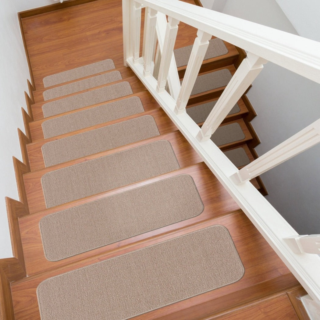Non-Slip Beige Indoor Stair Treads Solid set of 8 set of 15