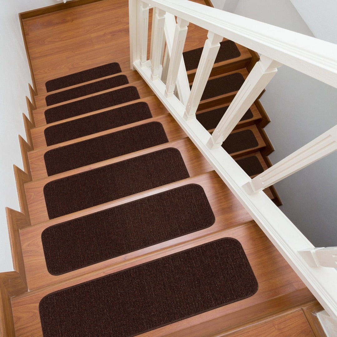 Non-Slip Brown Indoor Stair Treads Solid set of 8 set of 15