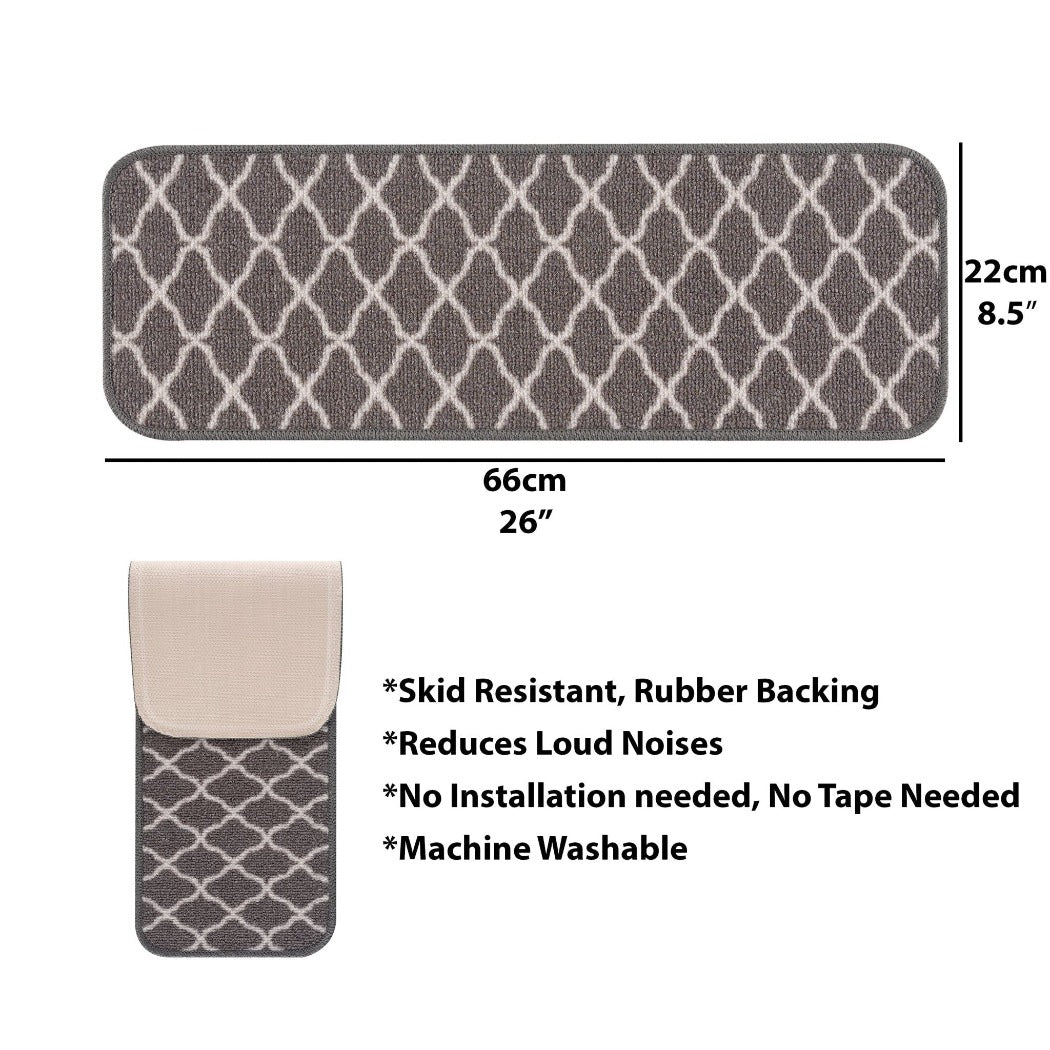 Rania Gray Trellis NonSlip Stair Treads Rug