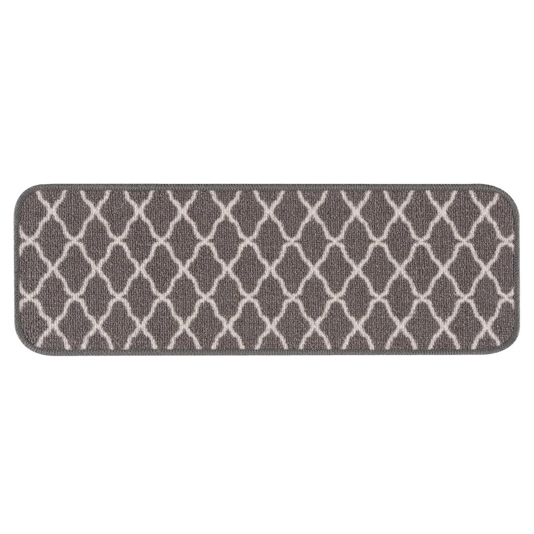 Rania Gray Trellis NonSlip Stair Treads Rug