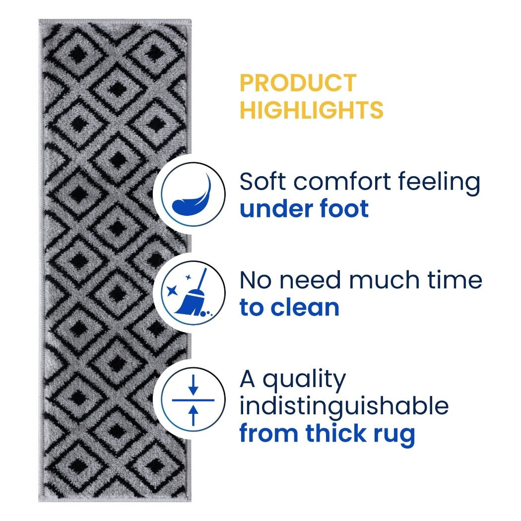 Valencia Dark Gray Trellis NonSlip Stair Treads Rug