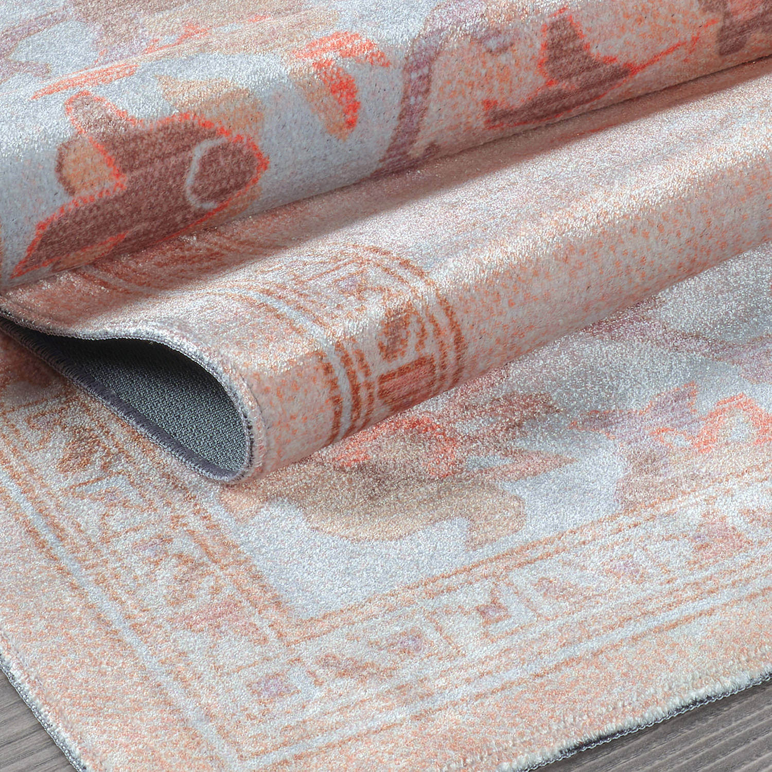 Colorful Pink Boho Medallion Floral Non Slip Easy Silk Soft Indoor Rug