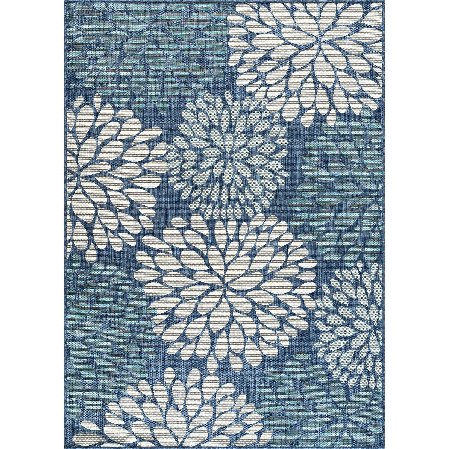 California Blue Floral Indoor Outdoor Rug