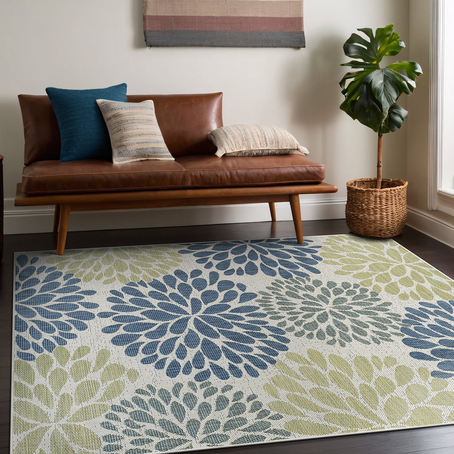 California Olive Floral Indoor Outdoor Rug