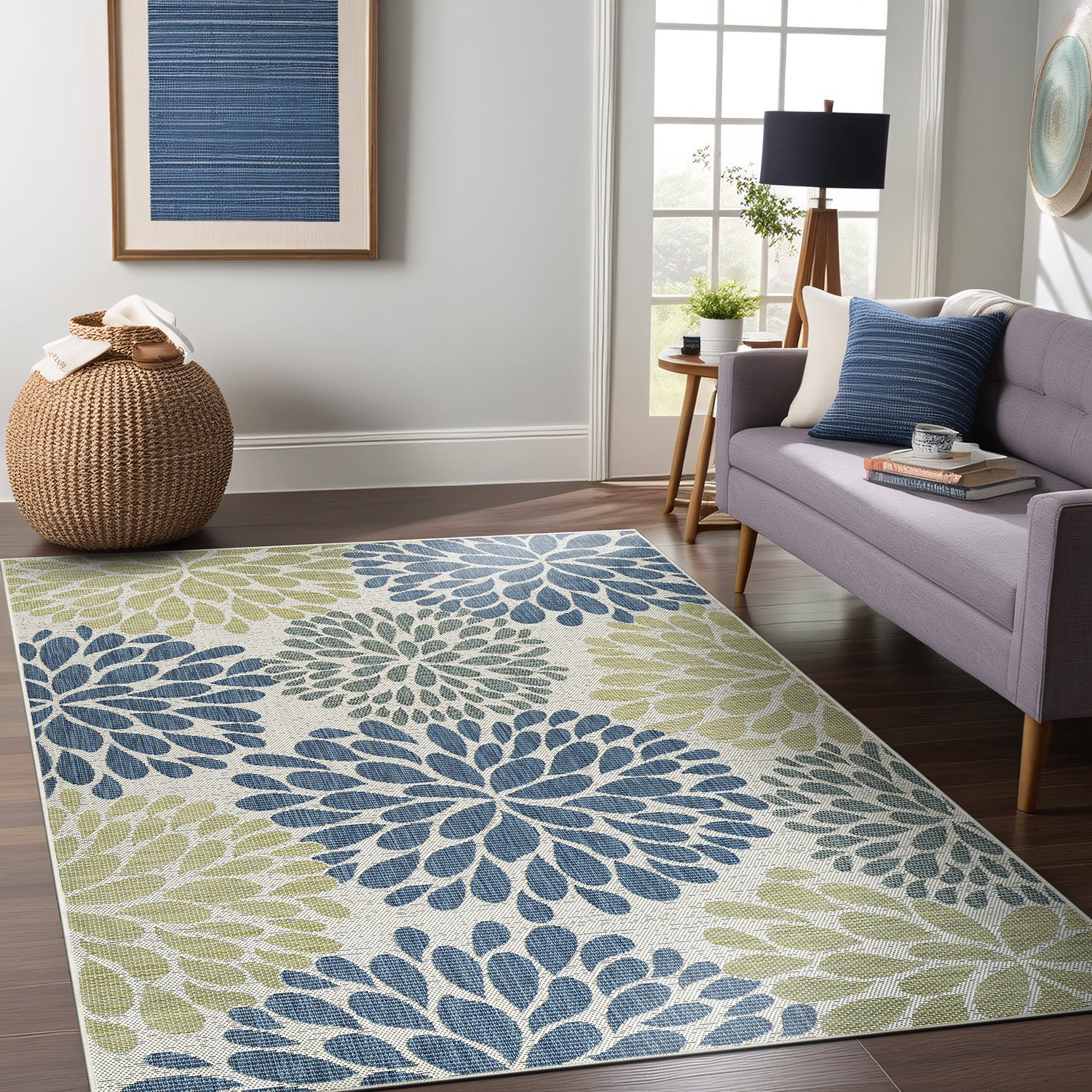 California Olive Floral Indoor Outdoor Rug