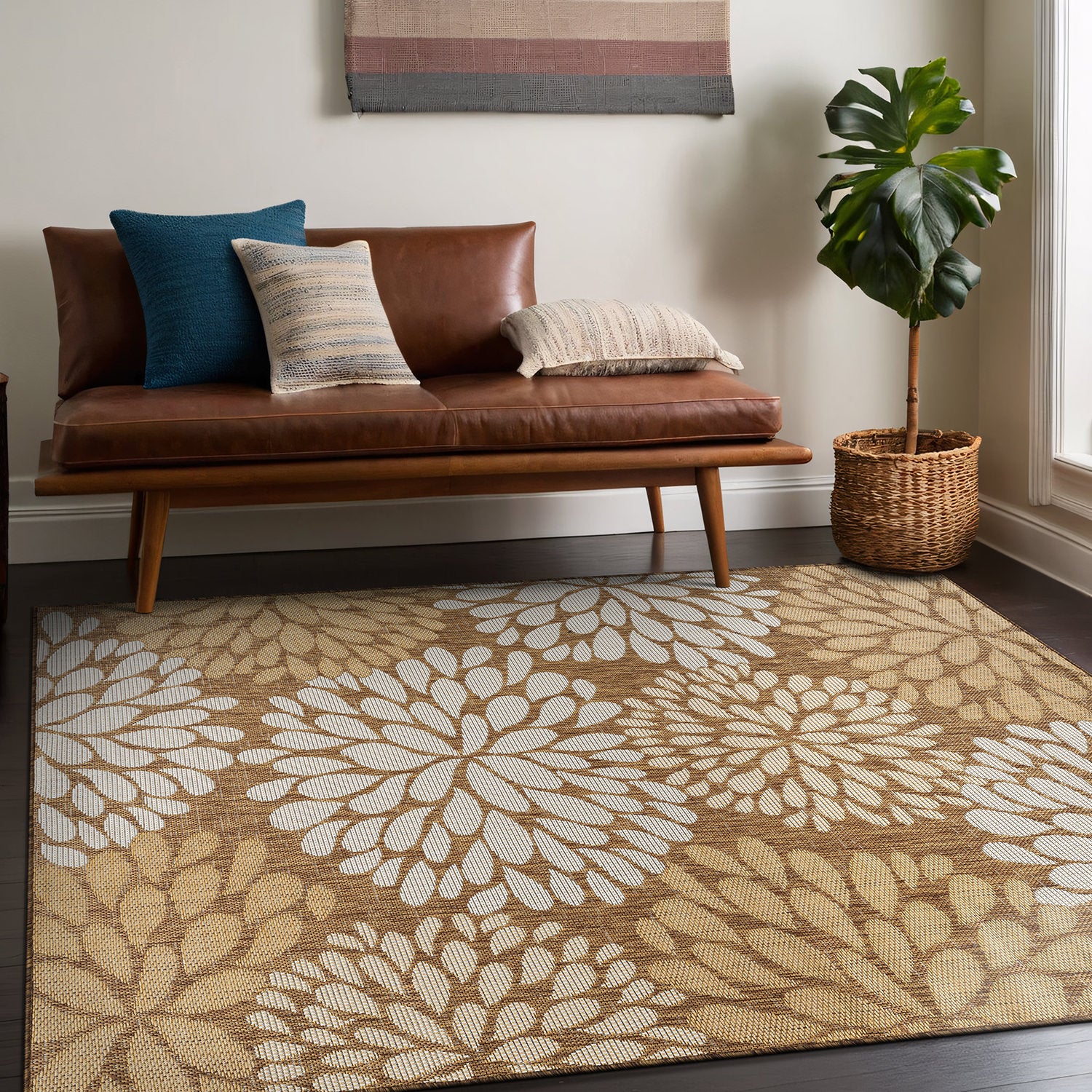 California Wooden Floral Indoor Outdoor Rug