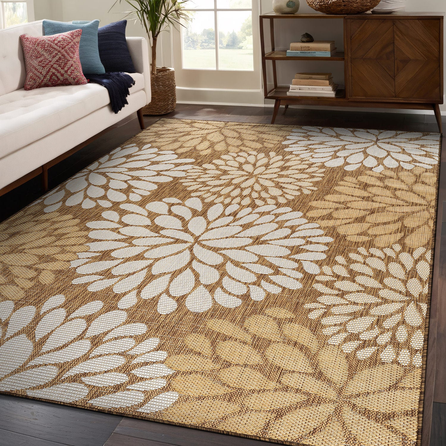 California Wooden Floral Indoor Outdoor Rug