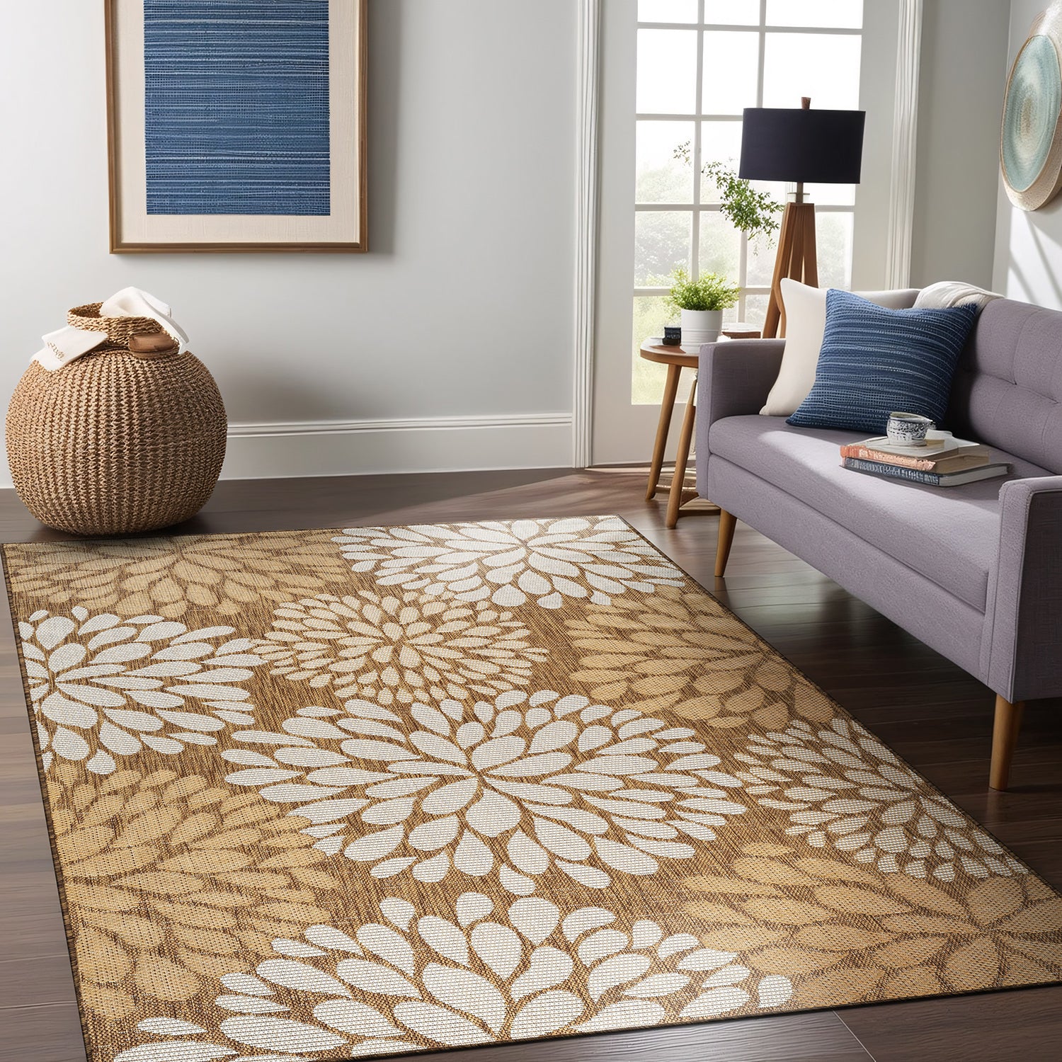 California Wooden Floral Indoor Outdoor Rug