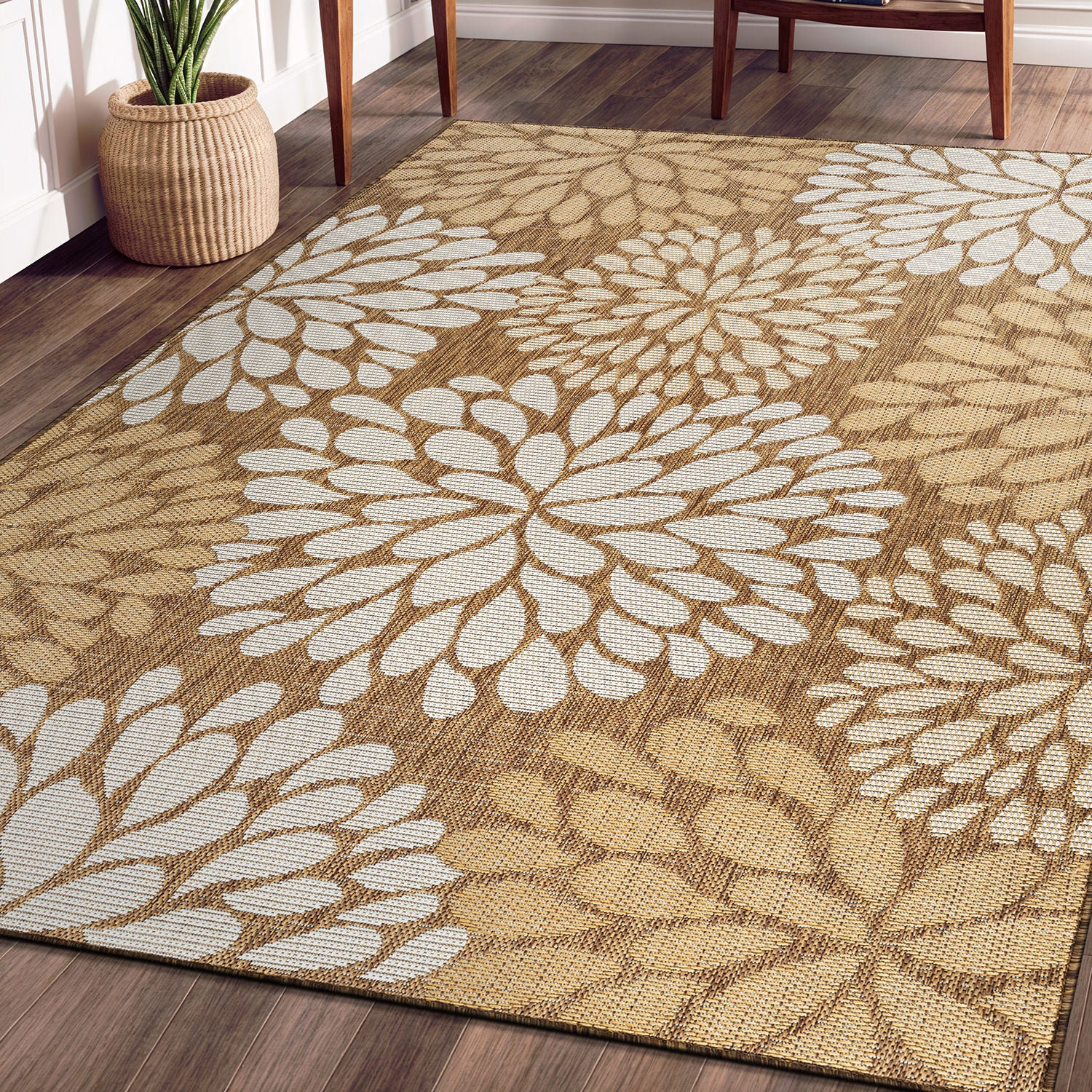 California Wooden Floral Indoor Outdoor Rug