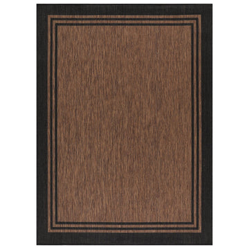 Aloha Gold Brown Black Bordered Washable Outdoor Area Rug-4x6