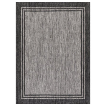 Aloha Silver Gray Bordered Washable Outdoor Area Rug-4x6