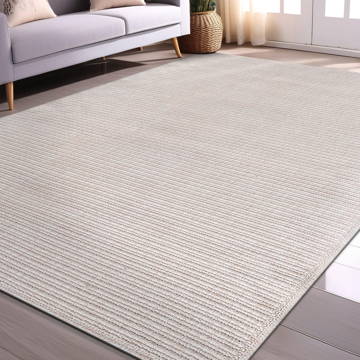 Easy Jute Off-White Solid Indoor Outdoor Rug