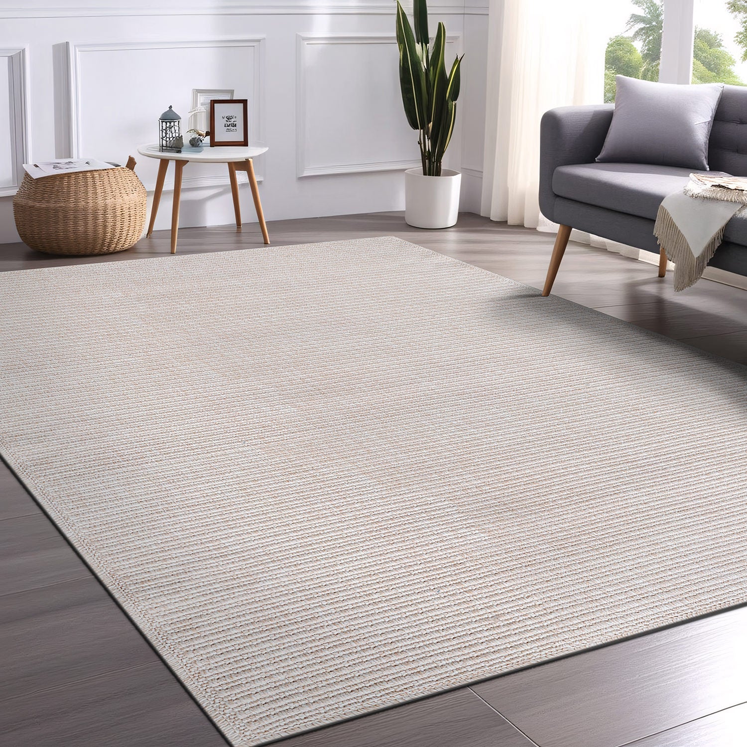 Easy Jute Off-White Solid Indoor Outdoor Rug