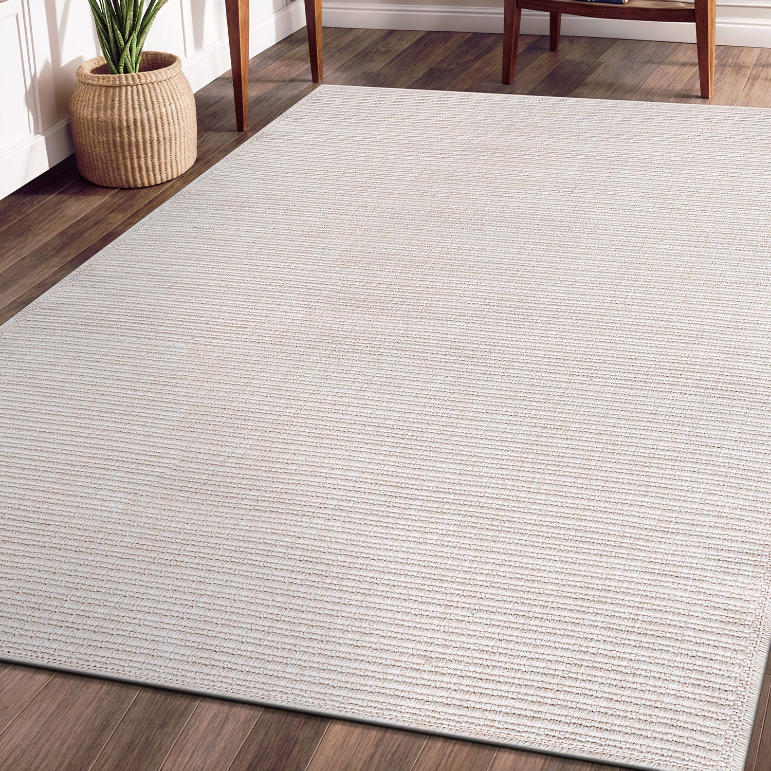 Easy Jute Off-White Solid Indoor Outdoor Rug