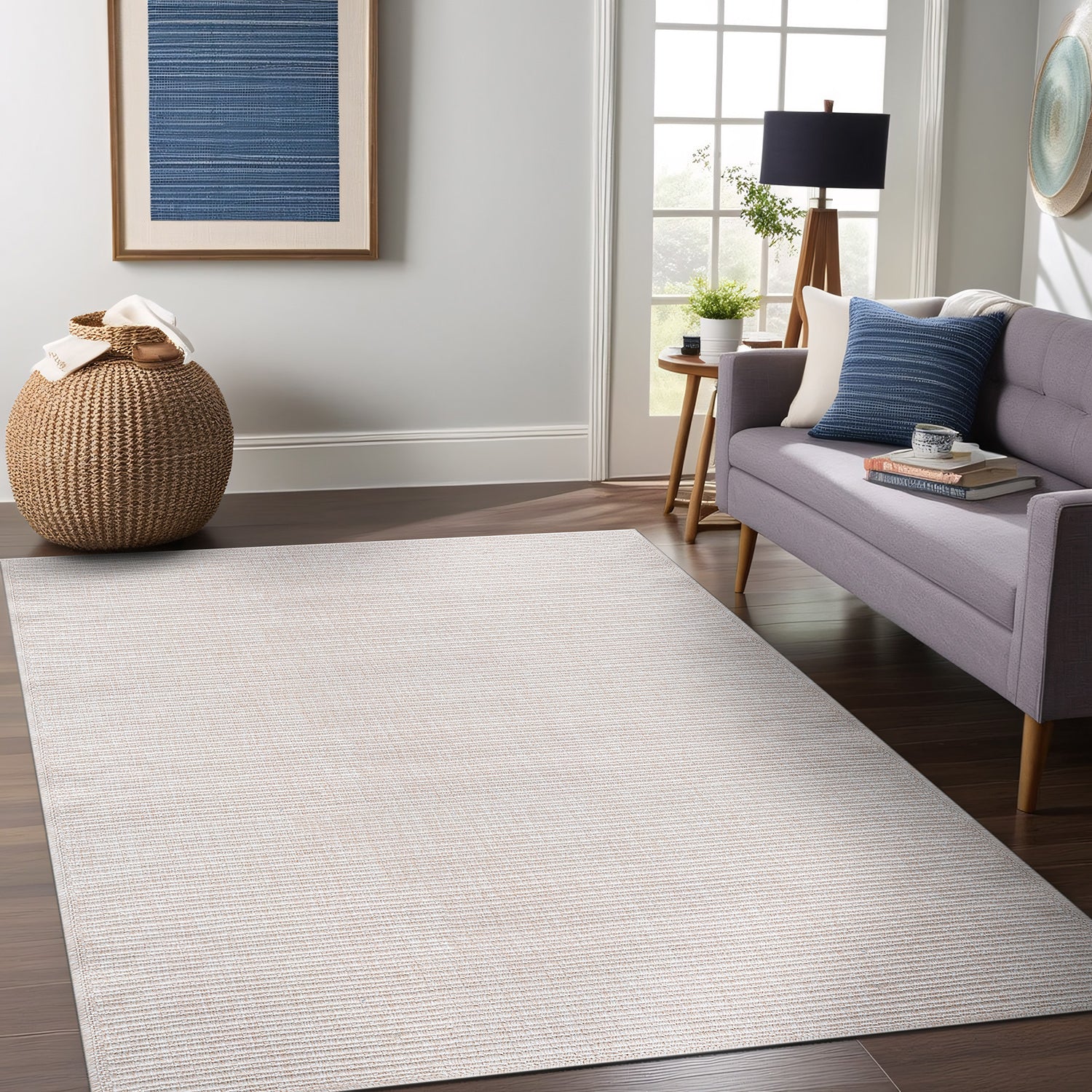 Easy Jute Off-White Solid Indoor Outdoor Rug