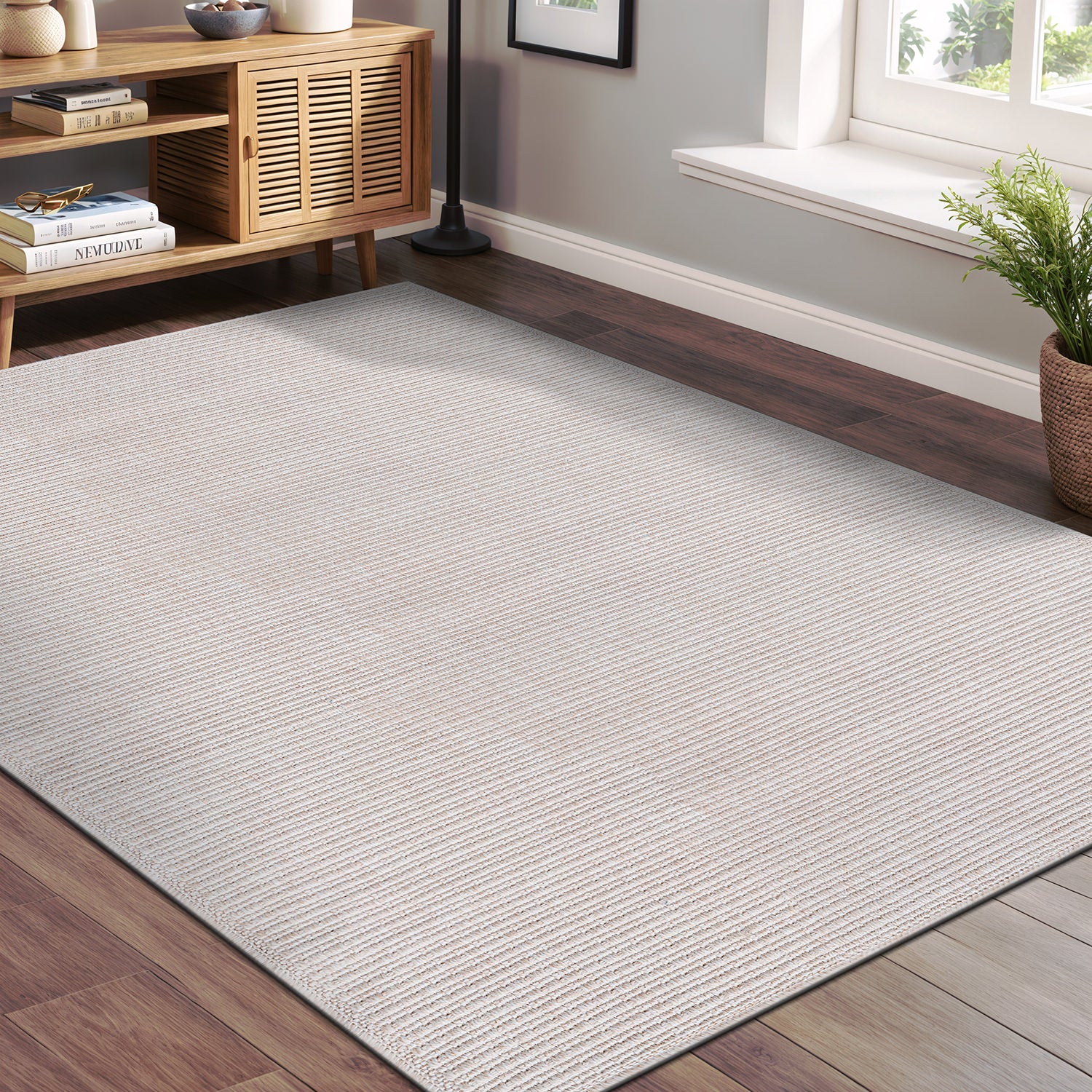 Easy Jute Off-White Solid Indoor Outdoor Rug