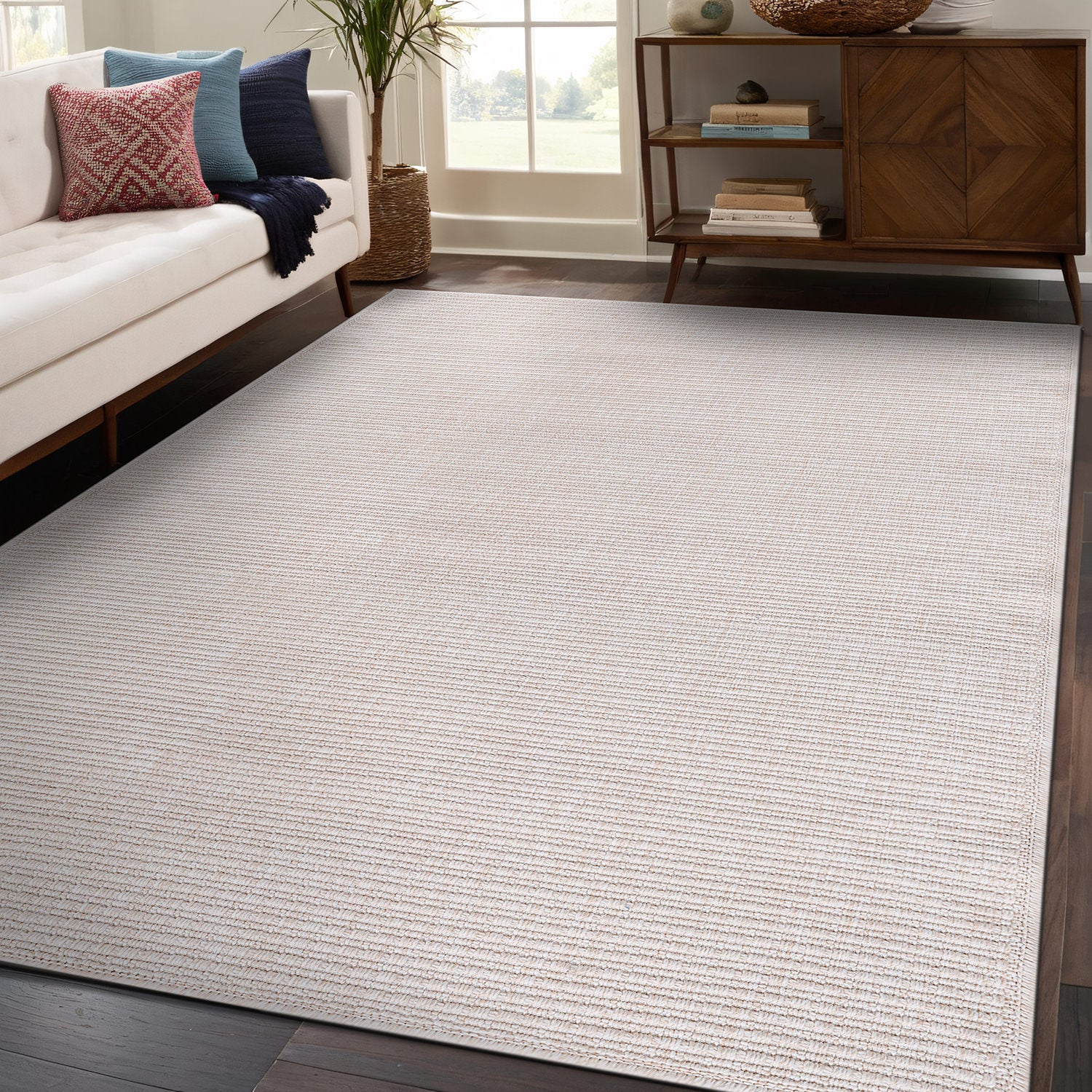 Easy Jute Off-White Solid Indoor Outdoor Rug