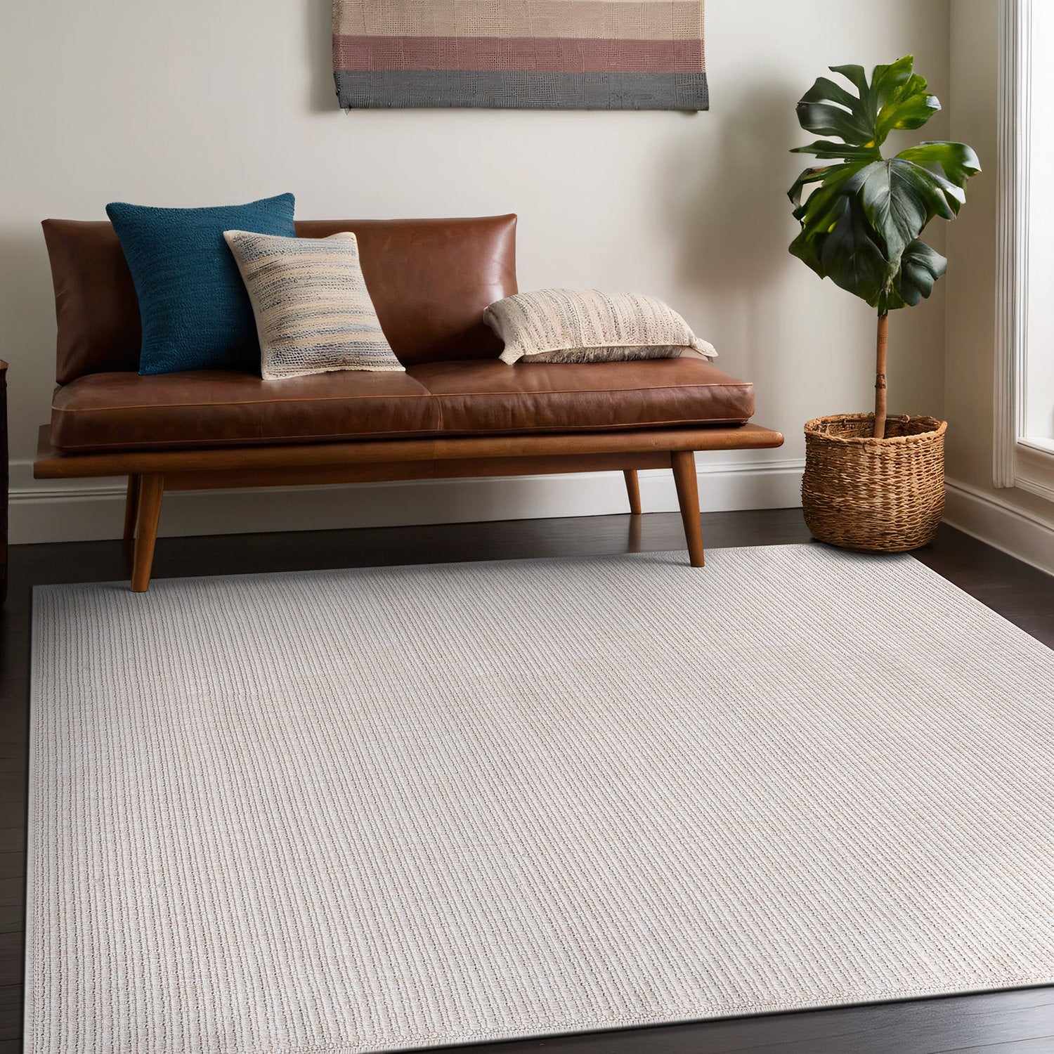 Easy Jute Off-White Solid Indoor Outdoor Rug