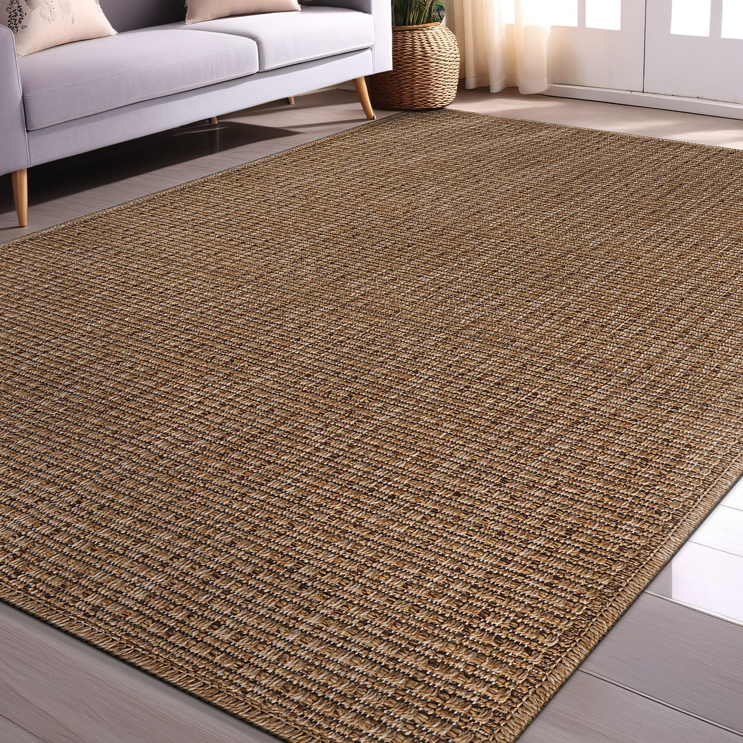 Easy Jute Natural Solid Indoor Outdoor Rug