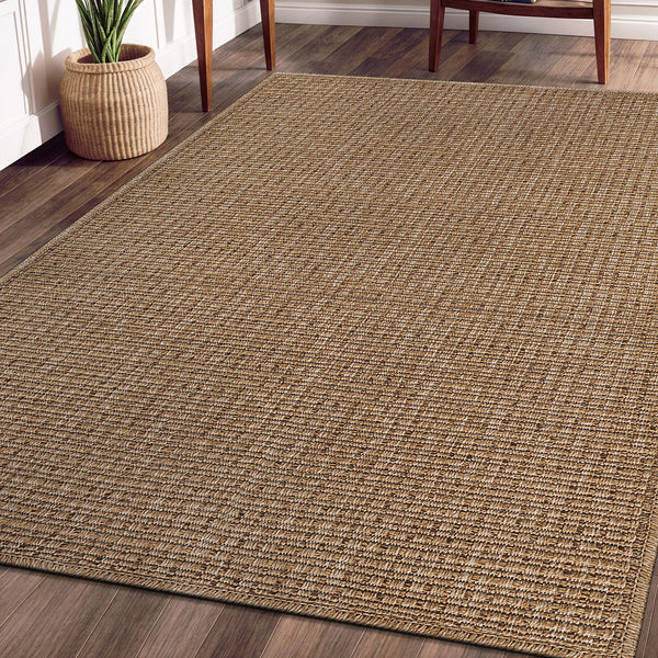 Easy Jute Natural Solid Indoor Outdoor Rug