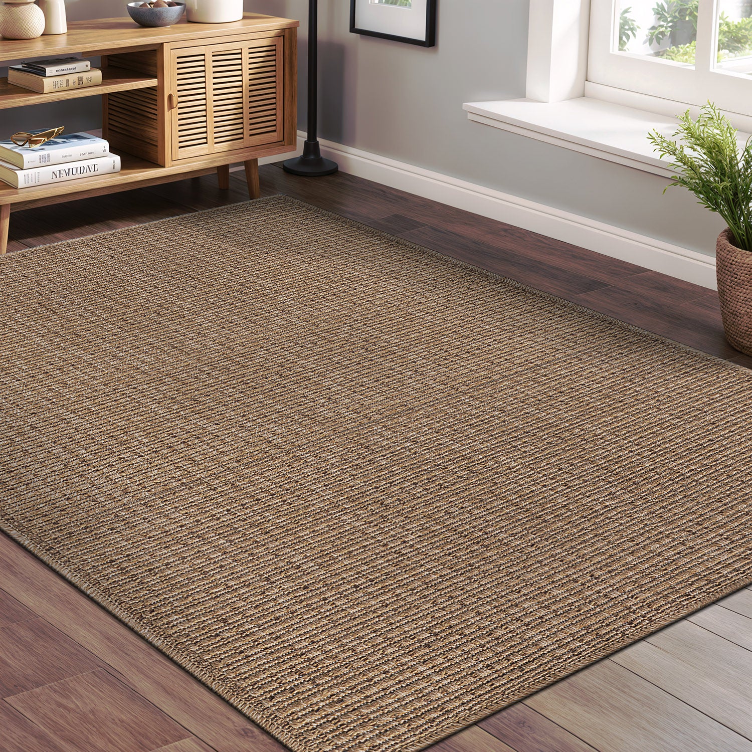 Easy Jute Natural Solid Indoor Outdoor Rug