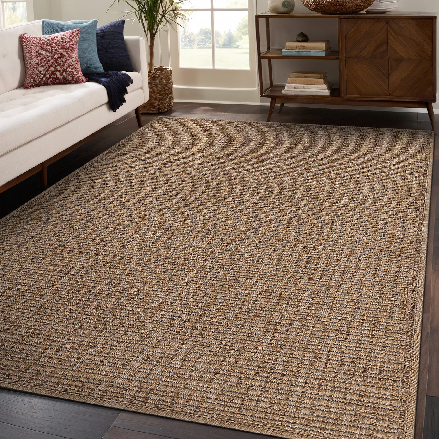 Easy Jute Natural Solid Indoor Outdoor Rug