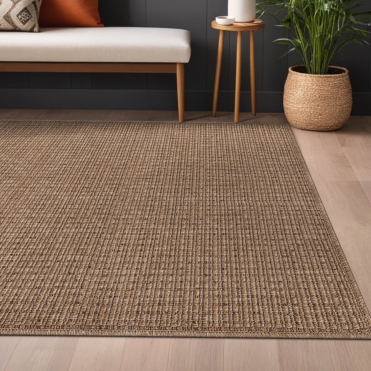 Easy Jute Natural Solid Indoor Outdoor Rug