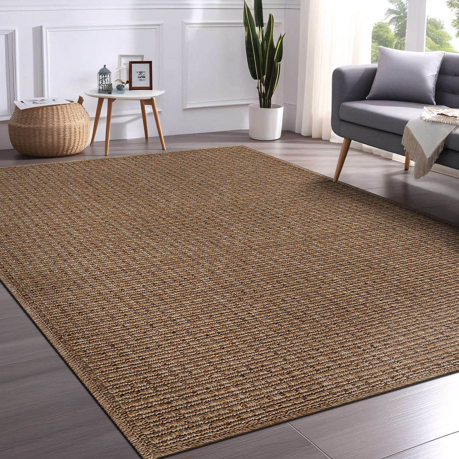 Easy Jute Natural Solid Indoor Outdoor Rug