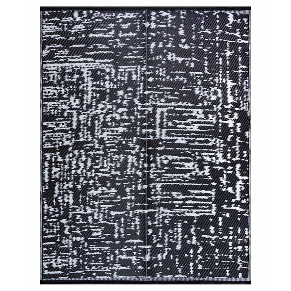 Waterproof Black Plastic Outdoor Rug Abstract 8x10 10x13