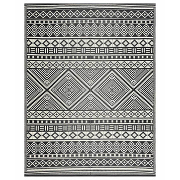 Veranda Black Boho Waterproof Plastic Outdoor Area Rug-8x10