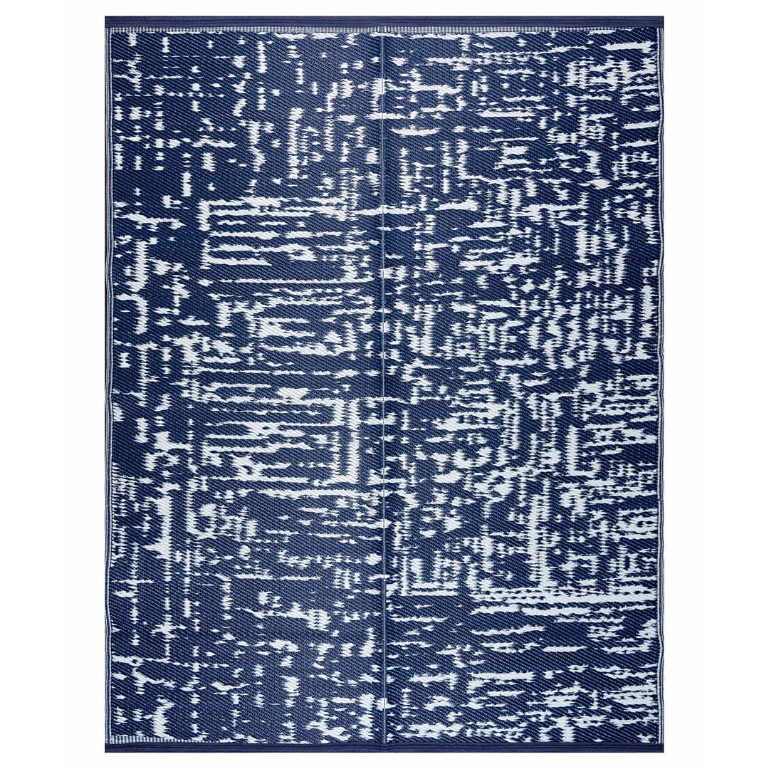 Waterproof Blue Plastic Outdoor Rug Abstract 8x10 10x13