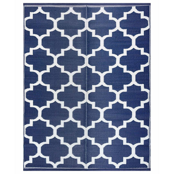 Waterproof Blue Plastic Outdoor Rug Trellis 8x10 10x13