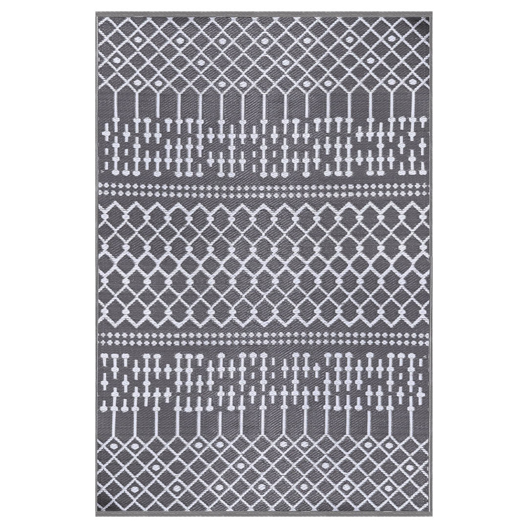 Waterproof Gray Plastic Outdoor Rug Moroccan 9x12