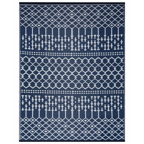 Waterproof Navy Plastic Outdoor Rug Moroccan 8x10 9x12