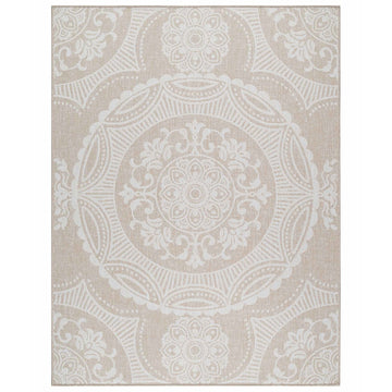 Waikiki Beige Medallion Outdoor Area Rug-6x9