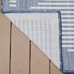 Beverly Rug Blue Striped Indoor Outdoor Rug, Outside Carpet for