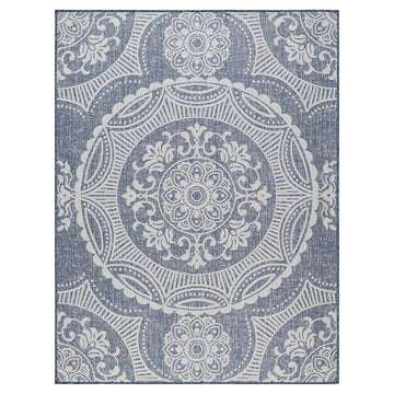 Waikiki Blue Medallion Outdoor Area Rug-8x10