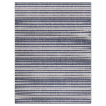 Waikiki Blue Striped Outdoor Area Rug-5x7