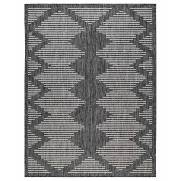 waikiki dark gray geometric striped outdoor area rug