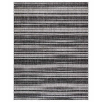 Waikiki Dark Gray Striped Outdoor Area Rug-8x10