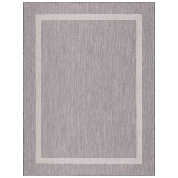 Waikiki Gray Bordered Outdoor Area Rug-4x6