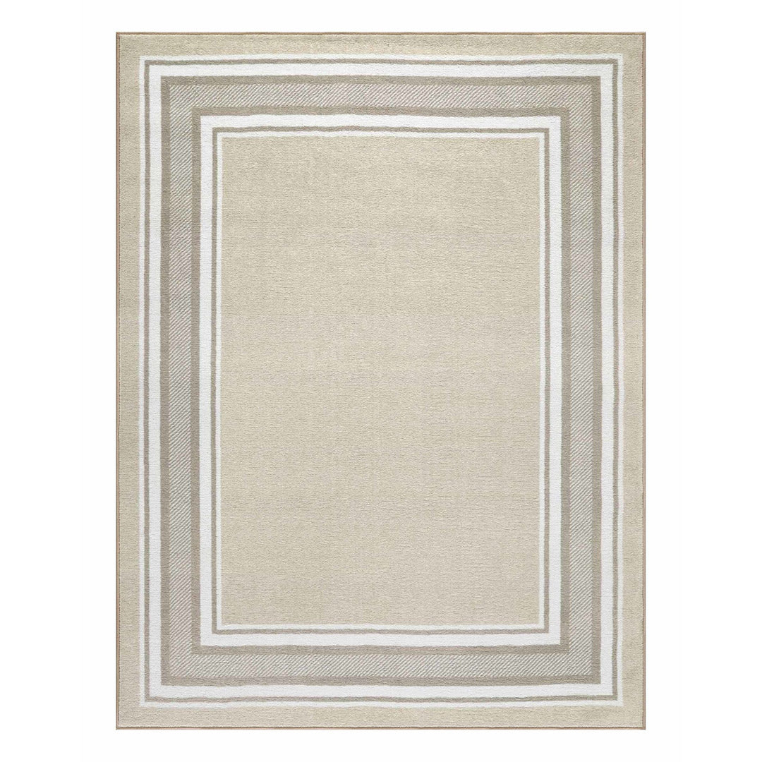 Carmel Beige Bordered Non-Slip Indoor Area Rug