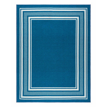Carmel Blue Bordered Non-Slip Indoor Area Rug-8x10