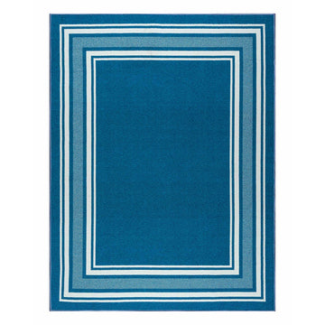 Carmel Blue Bordered Non-Slip Indoor Area Rug-5x7