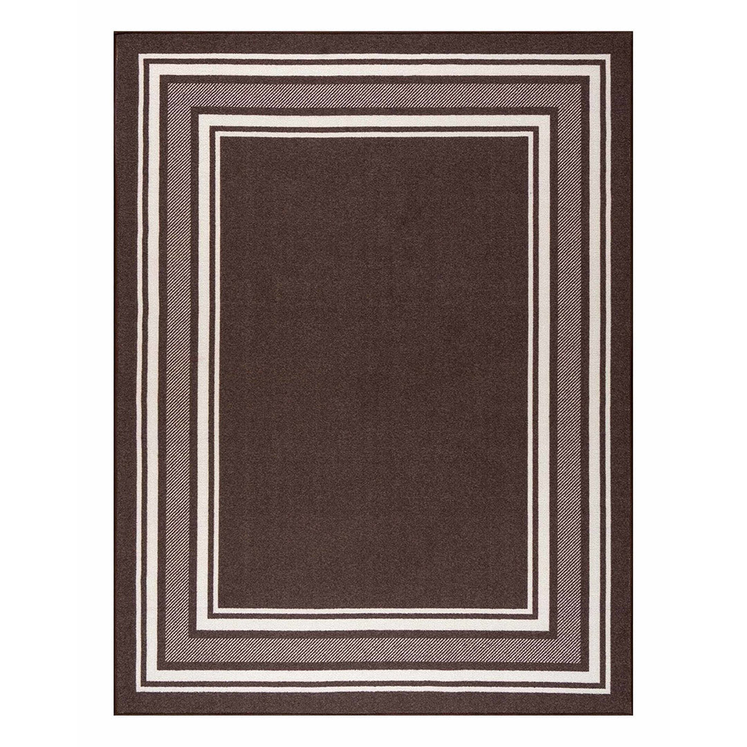 Brown Indoor rug Non slip 8x10 area rug living room Modern bordered indoor area rug 3x5 5x7 